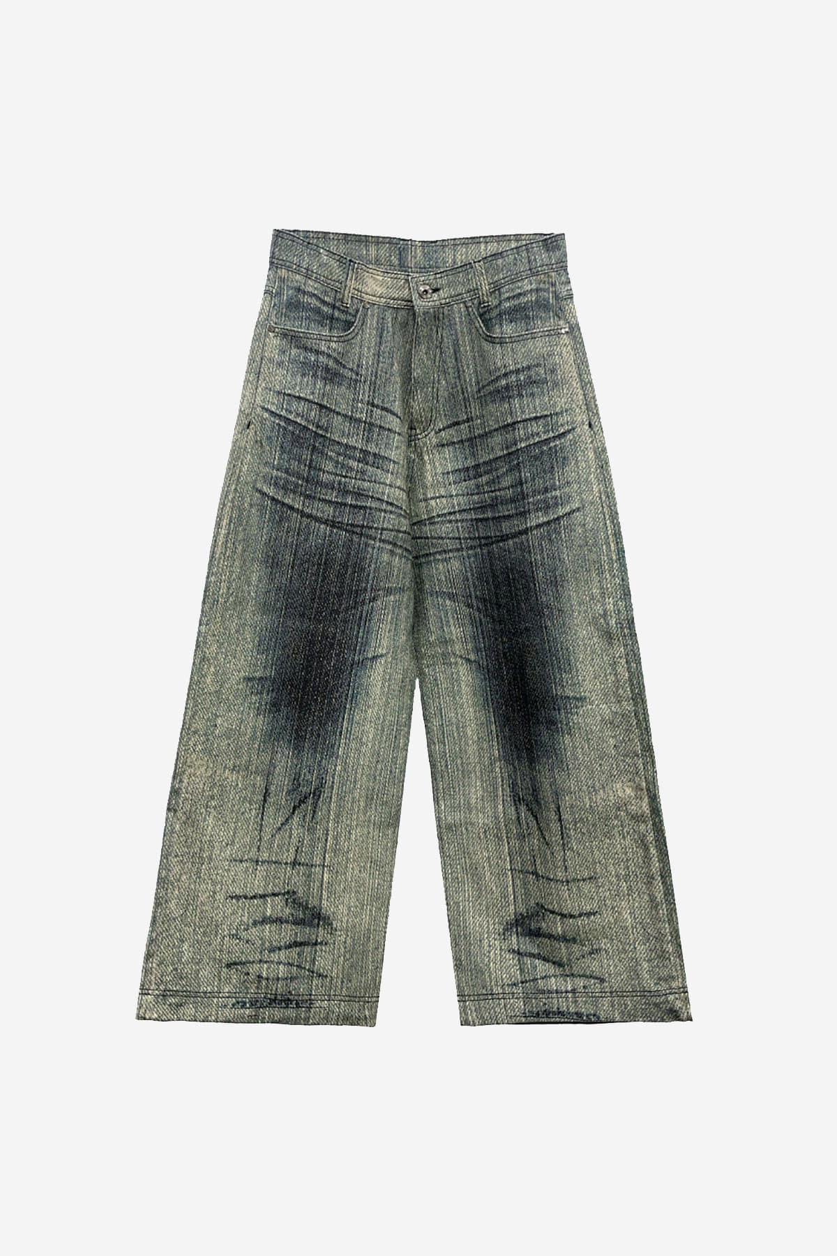 BLR 綠色印花寬牛仔褲