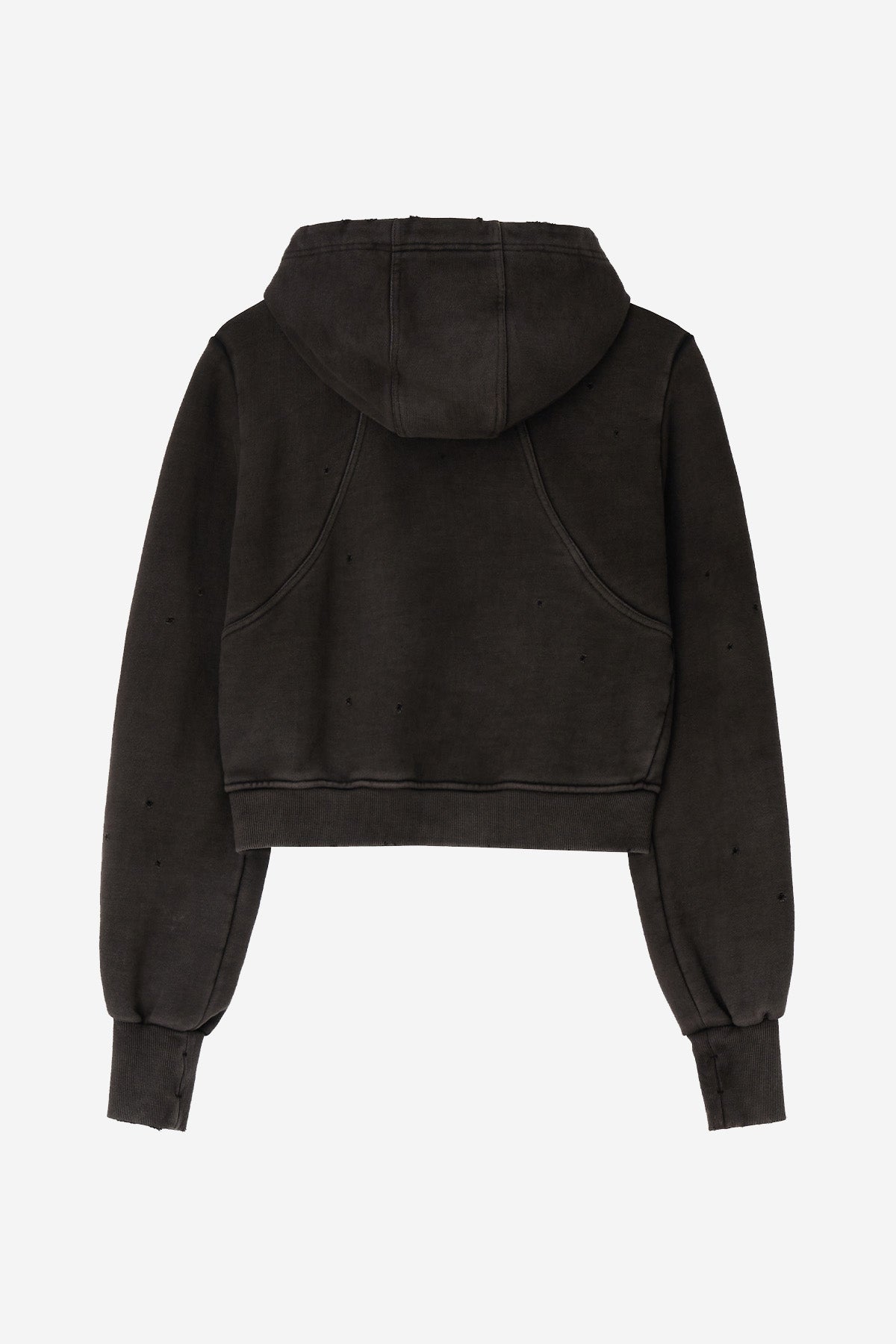 BLR 打孔水洗做舊短版帶帽外套