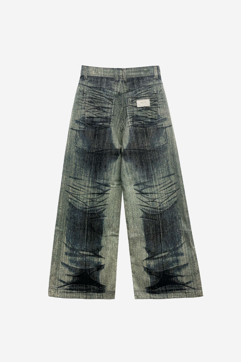 BLR 綠色印花寬牛仔褲