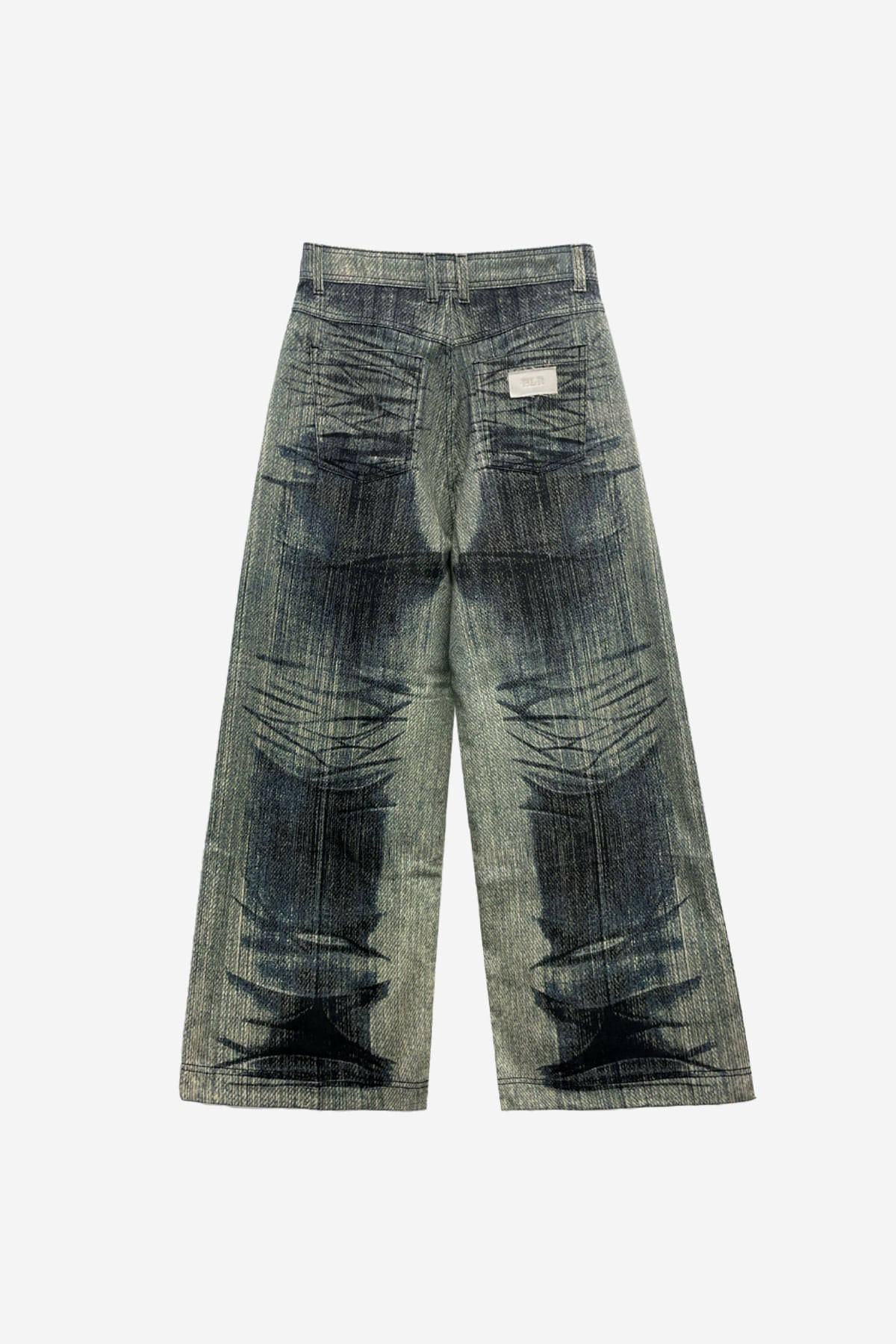 BLR 綠色印花寬牛仔褲